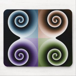 Four Colour Spiral Abstract Art Mouse Pad