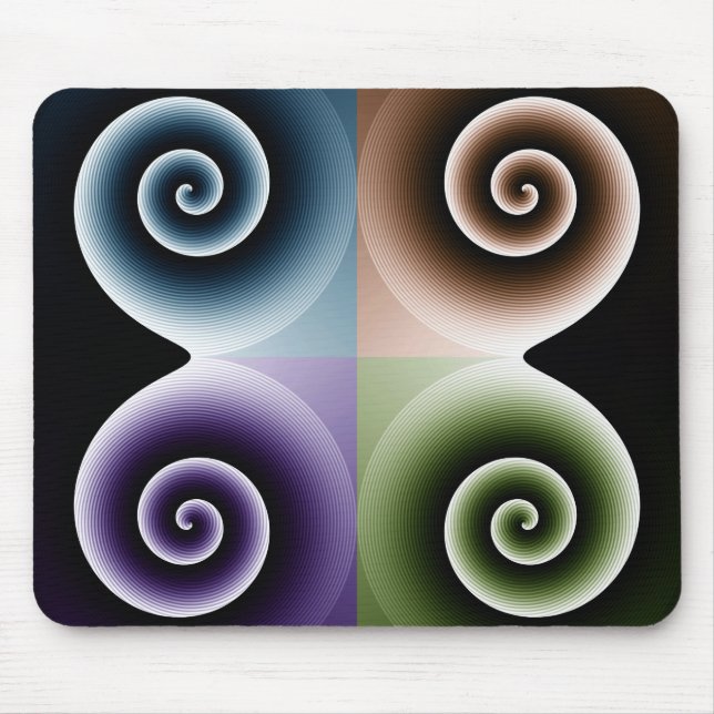 Four Colour Spiral Abstract Art Mouse Pad (Front)