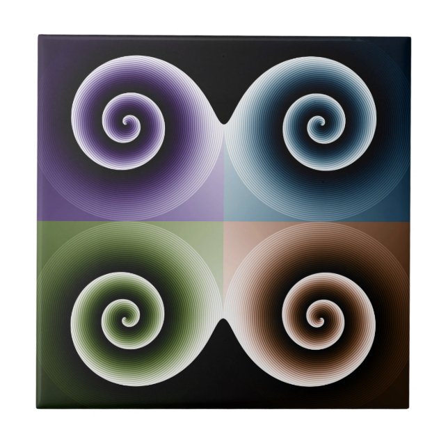 Four Colour Spiral Art Ceramic Tile (Front)