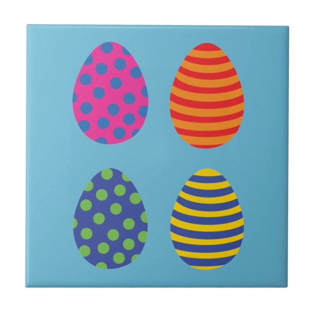 Four coloured easter eggs ceramic tile (Front)