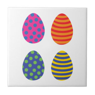 Four Coloured Easter Eggs Ceramic Tile