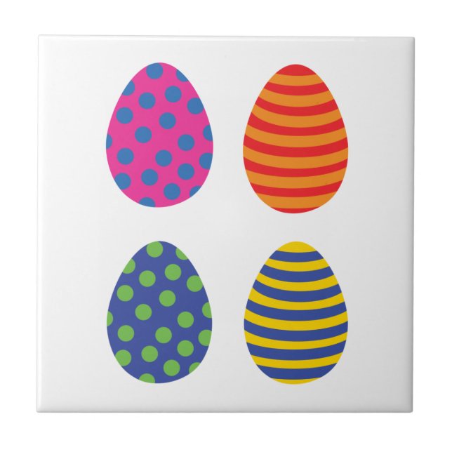 Four Coloured Easter Eggs Ceramic Tile (Front)