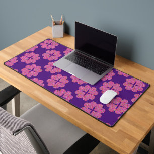 Four colourful flowers heart desk mat