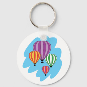 Four Colourful Hot Air Balloons Key Ring
