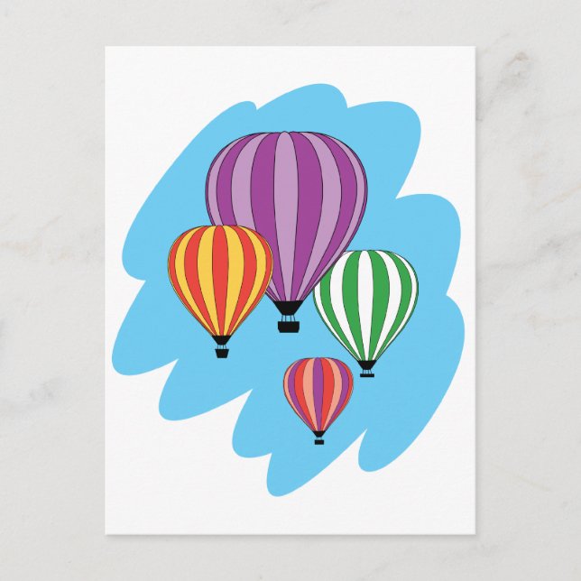 Four Colourful Hot Air Balloons Postcard (Front)