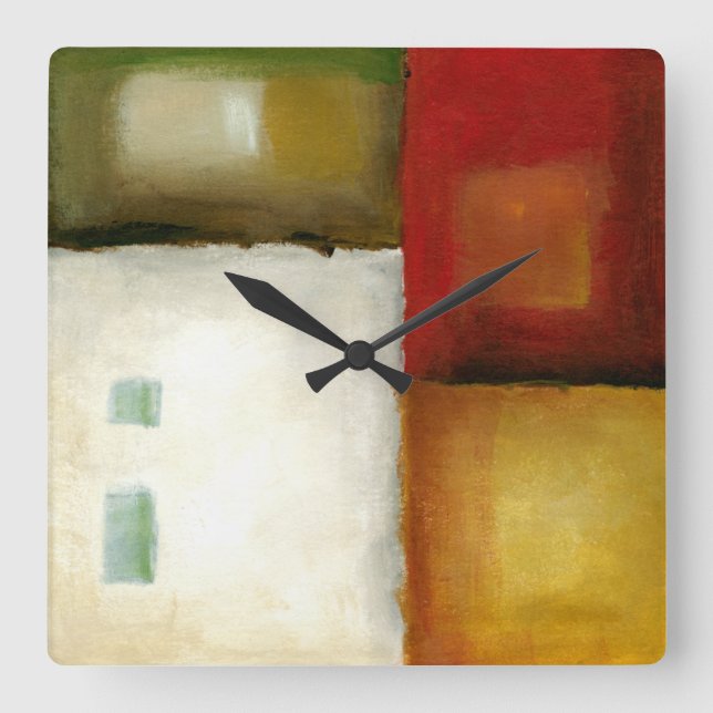 Four Colourful Rectangles by Chariklia Zarris Square Wall Clock (Front)