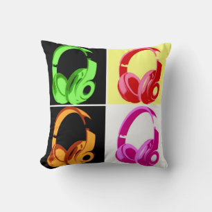 Four Colours Headphone Pop Art Head Phone Cushion