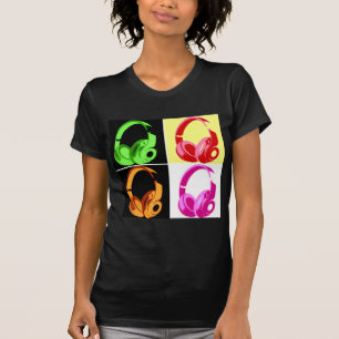 Four Colours Headphone Pop Art Head Phone T-Shirt