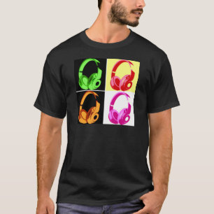 Four Colours Headphone Pop Art Head Phone T-Shirt