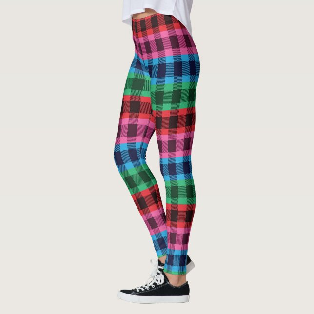 Four colours plaid pattern leggings (Left)