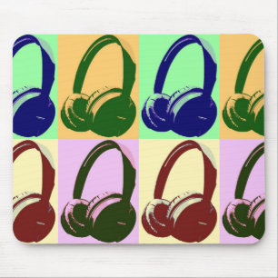Four Colours Pop Art Headphones Mouse Pad