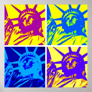 Four Colours Pop Art Style Statue of Liberty Poster