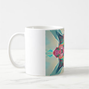 Four cornered rose flower arrangement geometric  coffee mug