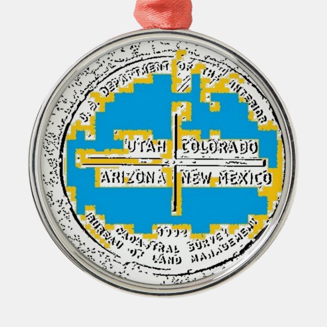 Four Corners Four States Metal Tree Decoration (Front)