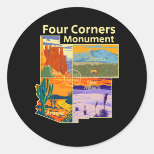 Four Corners Monut With Us National Parks Outdoor Classic Round Sticker