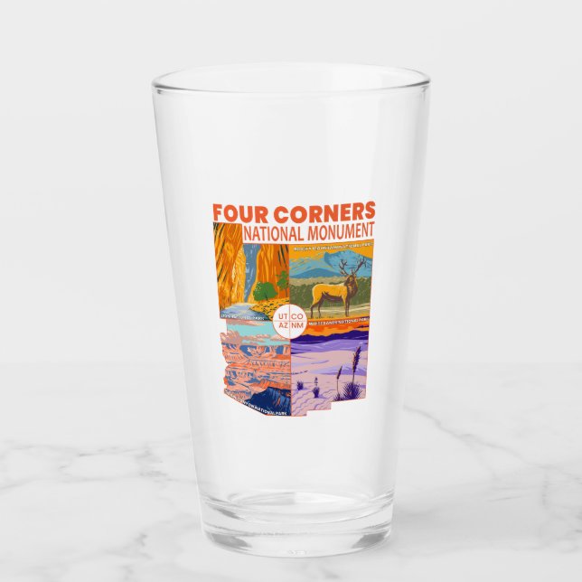 Four Corners National Monument w/ National Parks 2 Glass (Front)