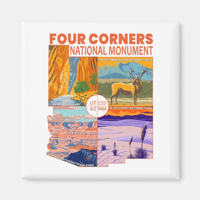 Four Corners National Monument w/ National Parks 2 Magnet (Front)
