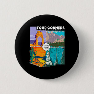Four Corners National Monument With National Parks 6 Cm Round Badge