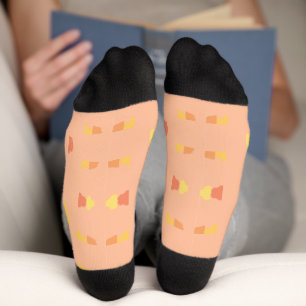 Four Corners Peach Yellow Tiled Pattern Socks