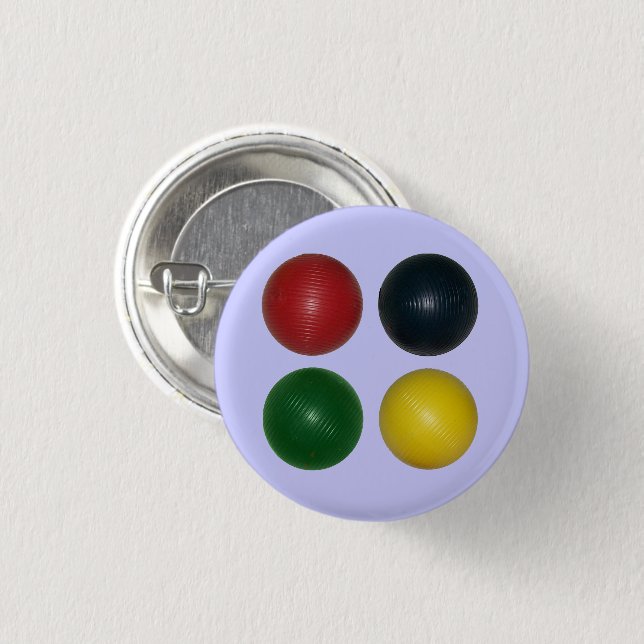 Four Croquet Balls 3 Cm Round Badge (Front & Back)