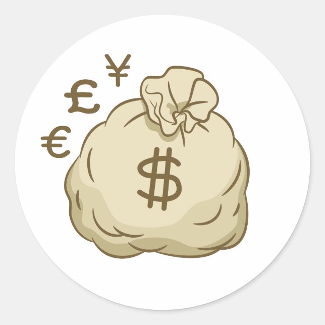 Four Currency Money bag Classic Round Sticker (Front)