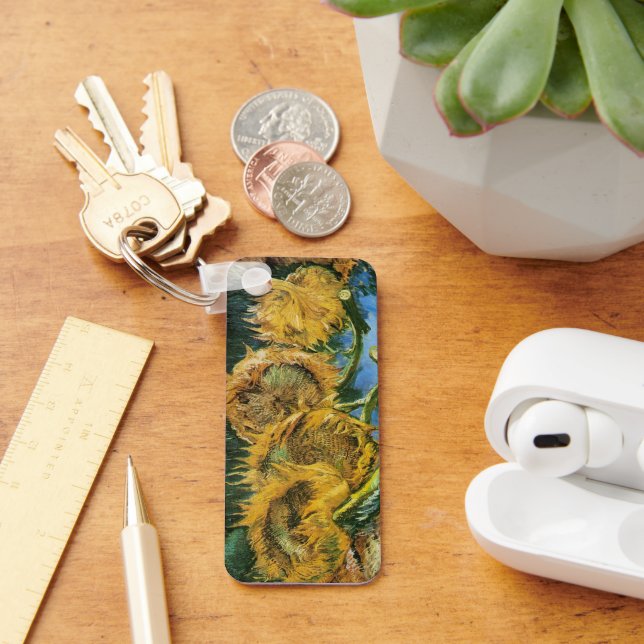 Four Cut Sunflowers by Vincent van Gogh Key Ring (Desk)