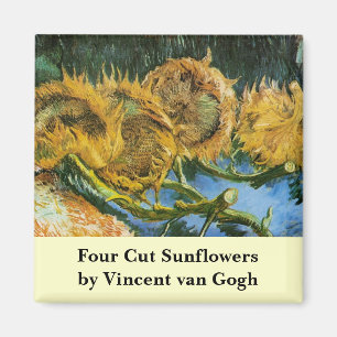 Four Cut Sunflowers by Vincent van Gogh Magnet