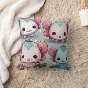 Four Cute Axolotl Print Cushion