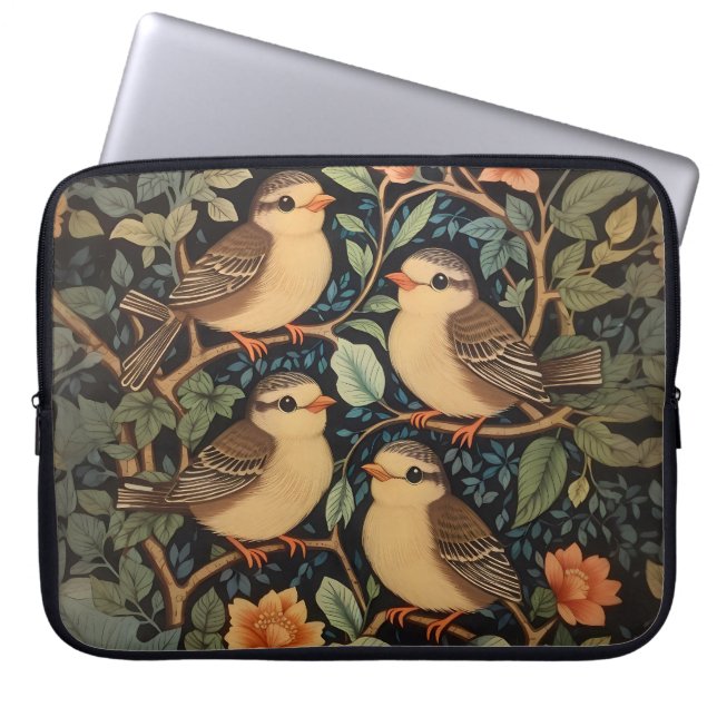 Four Cute Baby Birds Nature Inspired  Laptop Sleeve (Front)