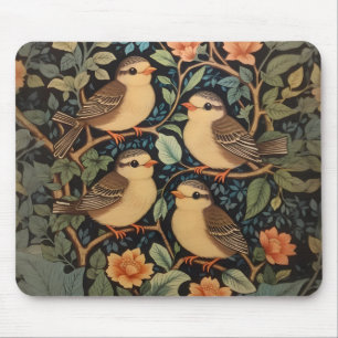 Four Cute Baby Birds Nature Inspired Mouse Pad