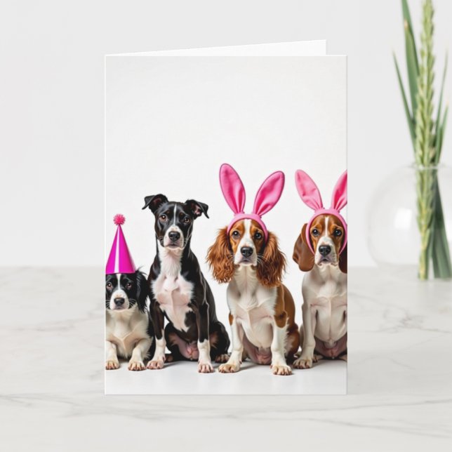 Four Cute Dogs Party Card (Front)