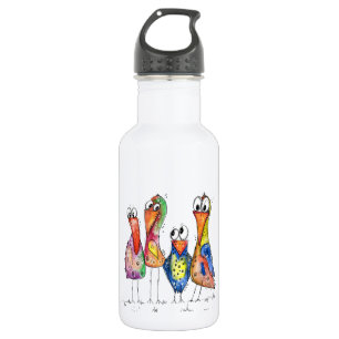 Four Cute Whimsical Colourful Birds 532 Ml Water Bottle
