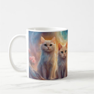 Four cute white cats coffee mug