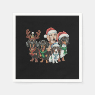 Four Dachshund Dogs Dressed In Festive Attire Napkin