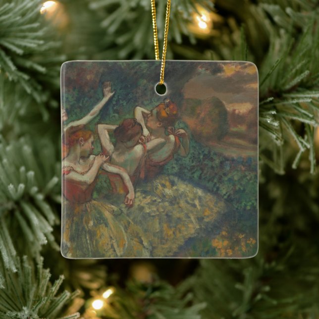 Four Dancers by Edgar Degas, Ballet Fine Art Ceramic Ornament (Tree)