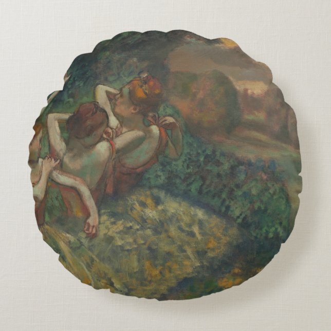 Four Dancers by Edgar Degas, Ballet Fine Art Round Cushion (Front)