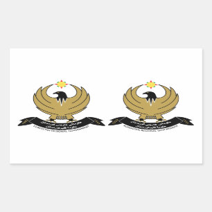 FOUR Double Kurdistan Coat of Arms Rectangular Sticker