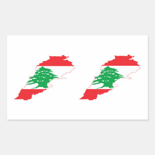 FOUR Double Lebanon Flag Map Rectangular Sticker