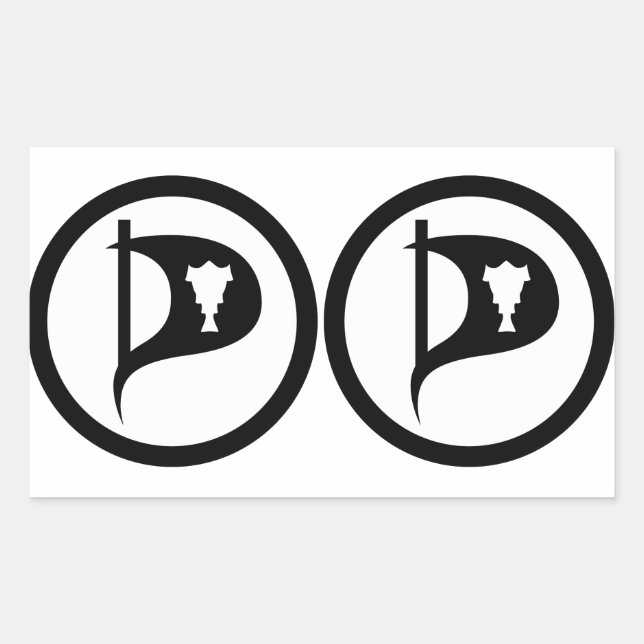 FOUR Double Pirate Party of Iceland Rectangular Sticker (Front)