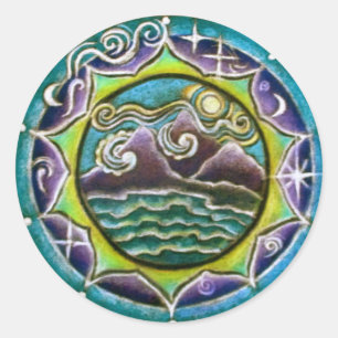 Four Elements Mandala Sticker earth, water, fire,