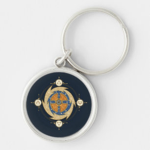 Four Elements Moroccan Mandala Sacred Geometry Key Ring