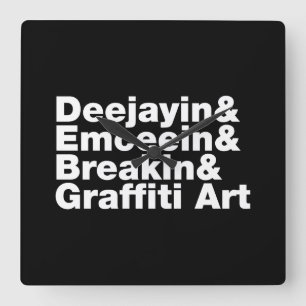 Four Elements of Hip Hop Square Wall Clock