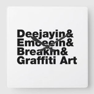 Four Elements of Hip Hop Square Wall Clock