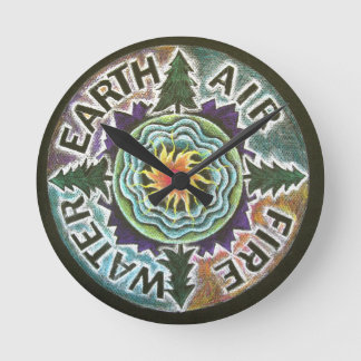 Four Elements Sun Mandala Round Clock