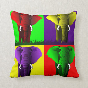 Four Elephants psychedelic colours Cushion