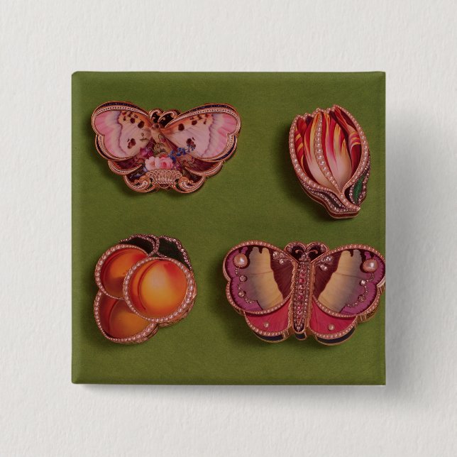 Four enamelled and jewelled boxes, butterfly 15 cm square badge (Front)