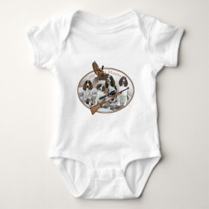 FOUR ENGLISH SPRINGER SPANIEL IN SNOW My Dog Hunts Baby Bodysuit