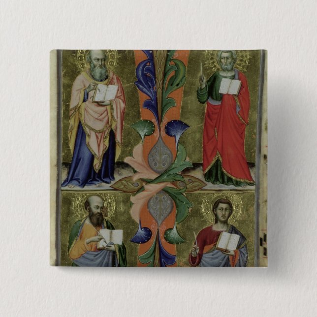 Four Evangelists, 14th century (vellum) 15 Cm Square Badge (Front)
