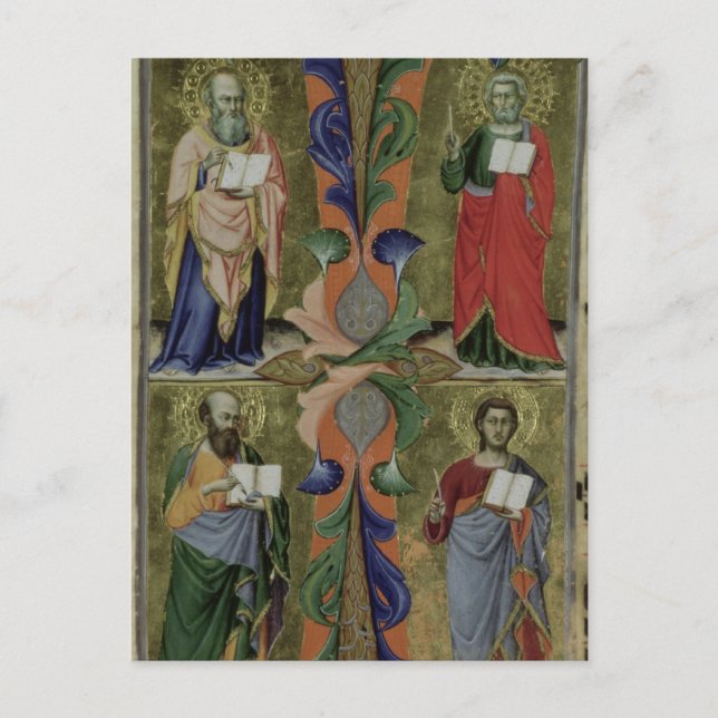 Four Evangelists, 14th century (vellum) Postcard (Front)