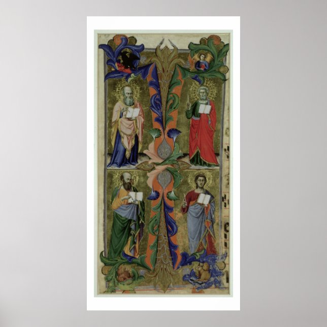 Four Evangelists, 14th century (vellum) Poster (Front)